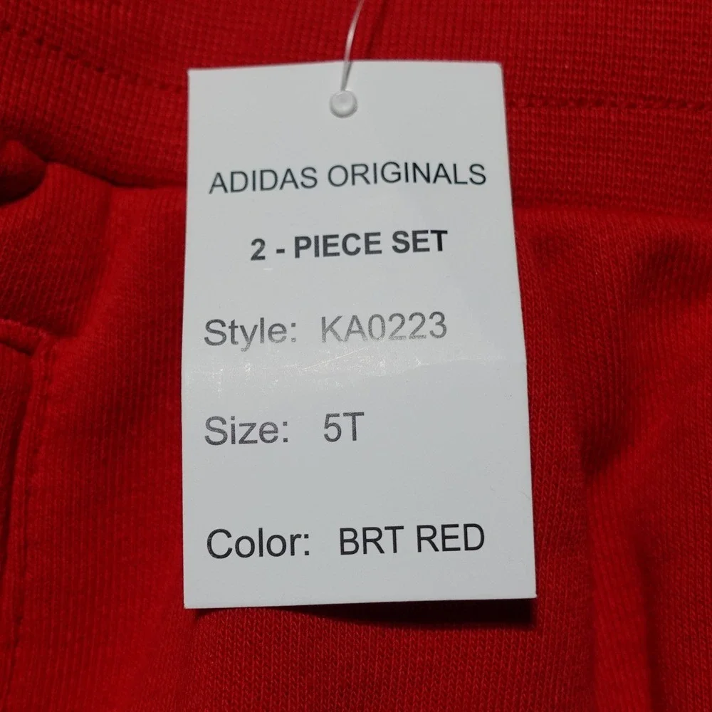 Adidas Short Tee Set Kids 5T Bright Red Brand New Trefoil 2-Piece KA0223
